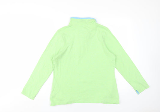 DASH Womens Green Cotton Pullover Sweatshirt Size 12 Button