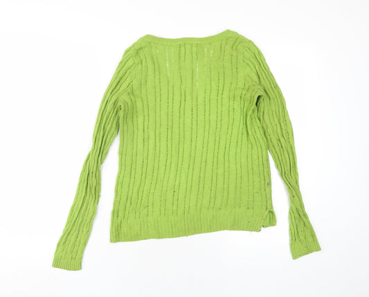 Hollister Womens Green V-Neck Acrylic Pullover Jumper Size L