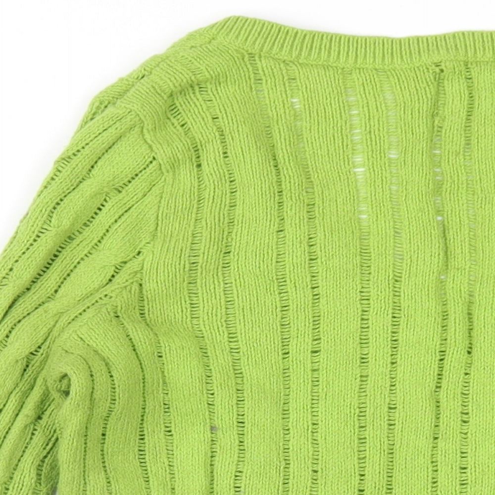 Hollister Womens Green V-Neck Acrylic Pullover Jumper Size L