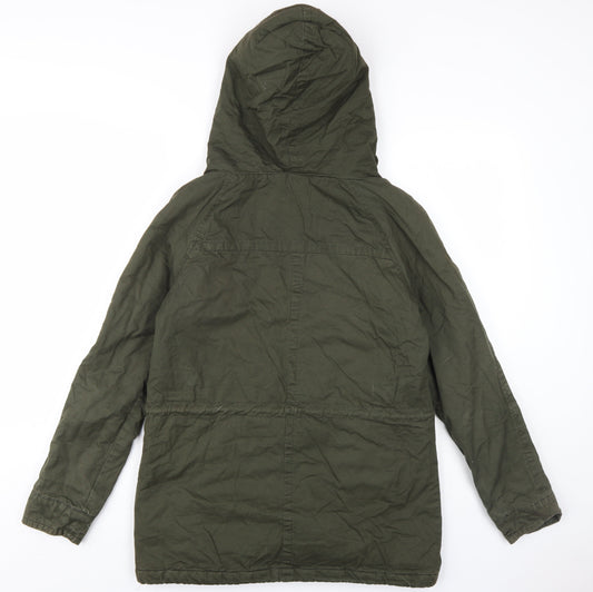 Lee Cooper Womens Green Parka Coat Size 8 Zip