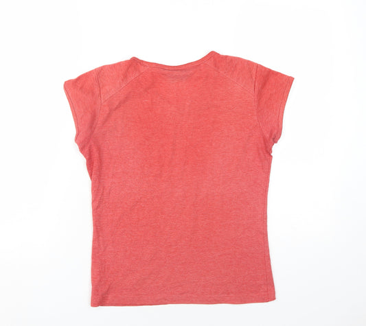 Diadora Womens Red Patent Leather Basic T-Shirt Size 12 V-Neck