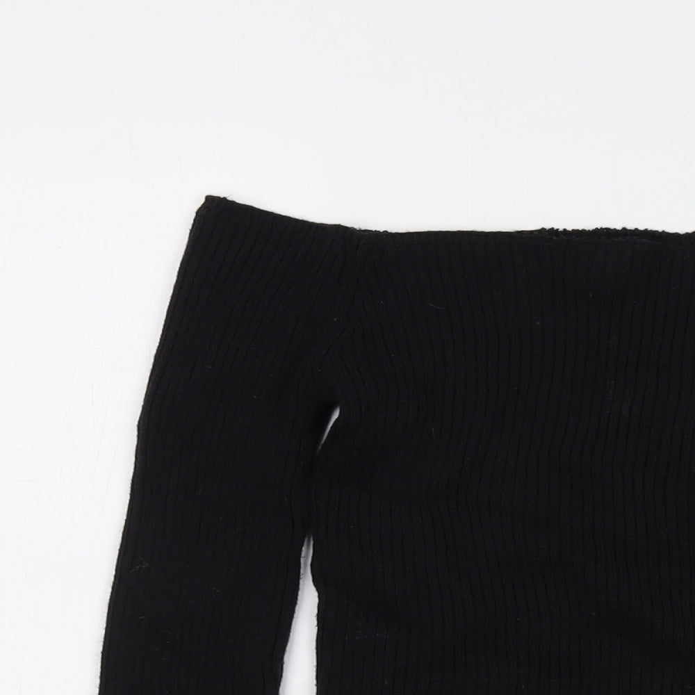 Hollister Womens Black Square Neck Cotton Pullover Jumper Size S