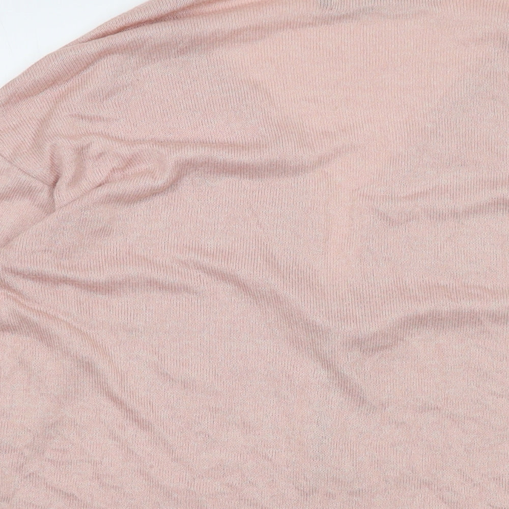 VERO MODA Womens Pink V-Neck Viscose Cardigan Jumper Size L