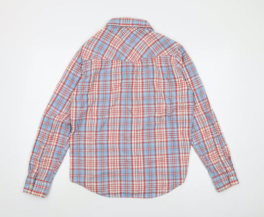 Levi's Mens Blue Plaid Cotton Button-Up Size S Collared Button