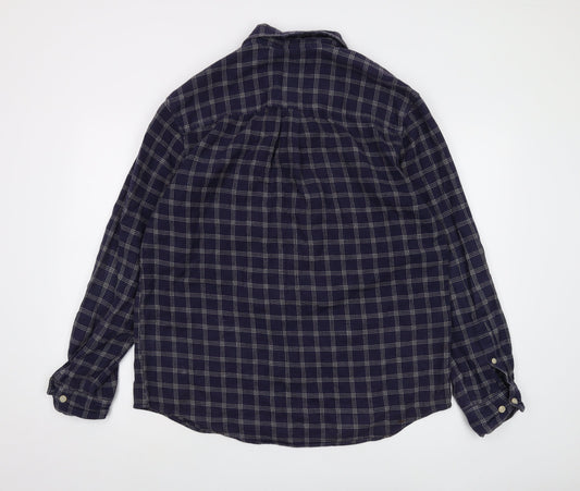 Timberland Mens Blue Plaid Cotton Button-Up Size M Collared Button