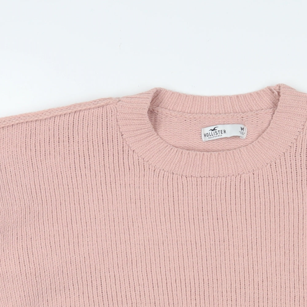 Hollister Womens Pink Crew Neck Polyester Pullover Jumper Size M