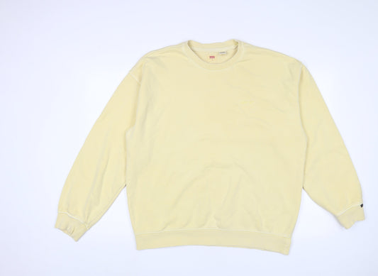 Levi's Mens Yellow Cotton Pullover Sweatshirt Size M - Logo, Embroidered