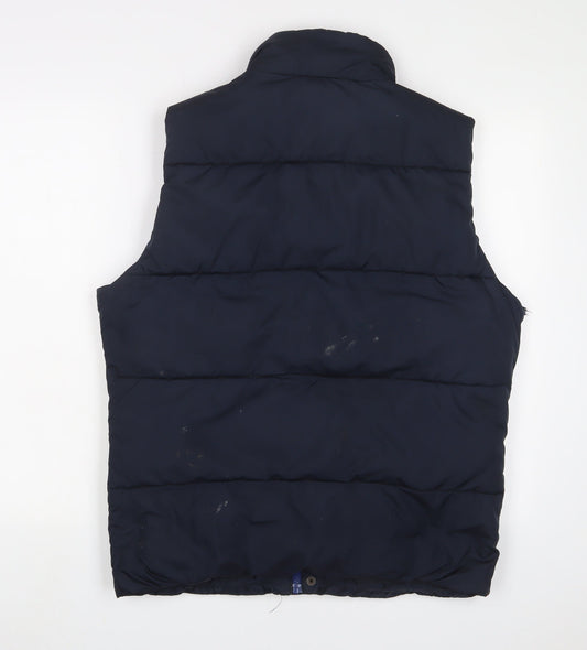 Hollister Mens Blue Gilet Jacket Size M Zip - Logo, Embroidered