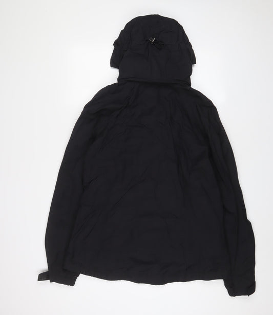 Eddie Bauer Mens Black Rain Coat Jacket Size XL Zip - Logo, Embroidered