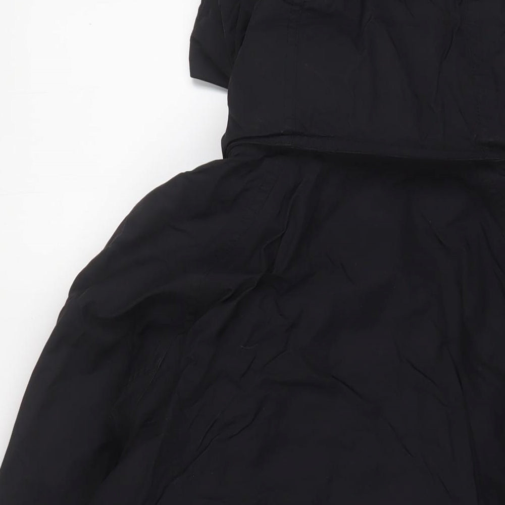 Eddie Bauer Mens Black Rain Coat Jacket Size XL Zip - Logo, Embroidered