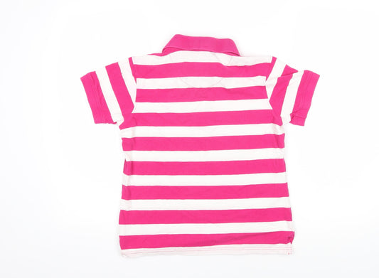 Crew Clothing Womens Pink Striped 100% Cotton Basic Polo Size 12 Collared