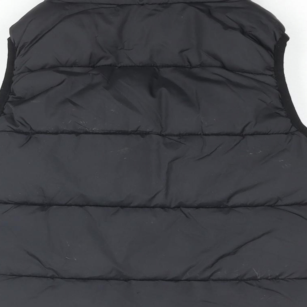Brand and care label for H&M girls’ black gilet coat, size 5-6, years zip - superman batman, sequins