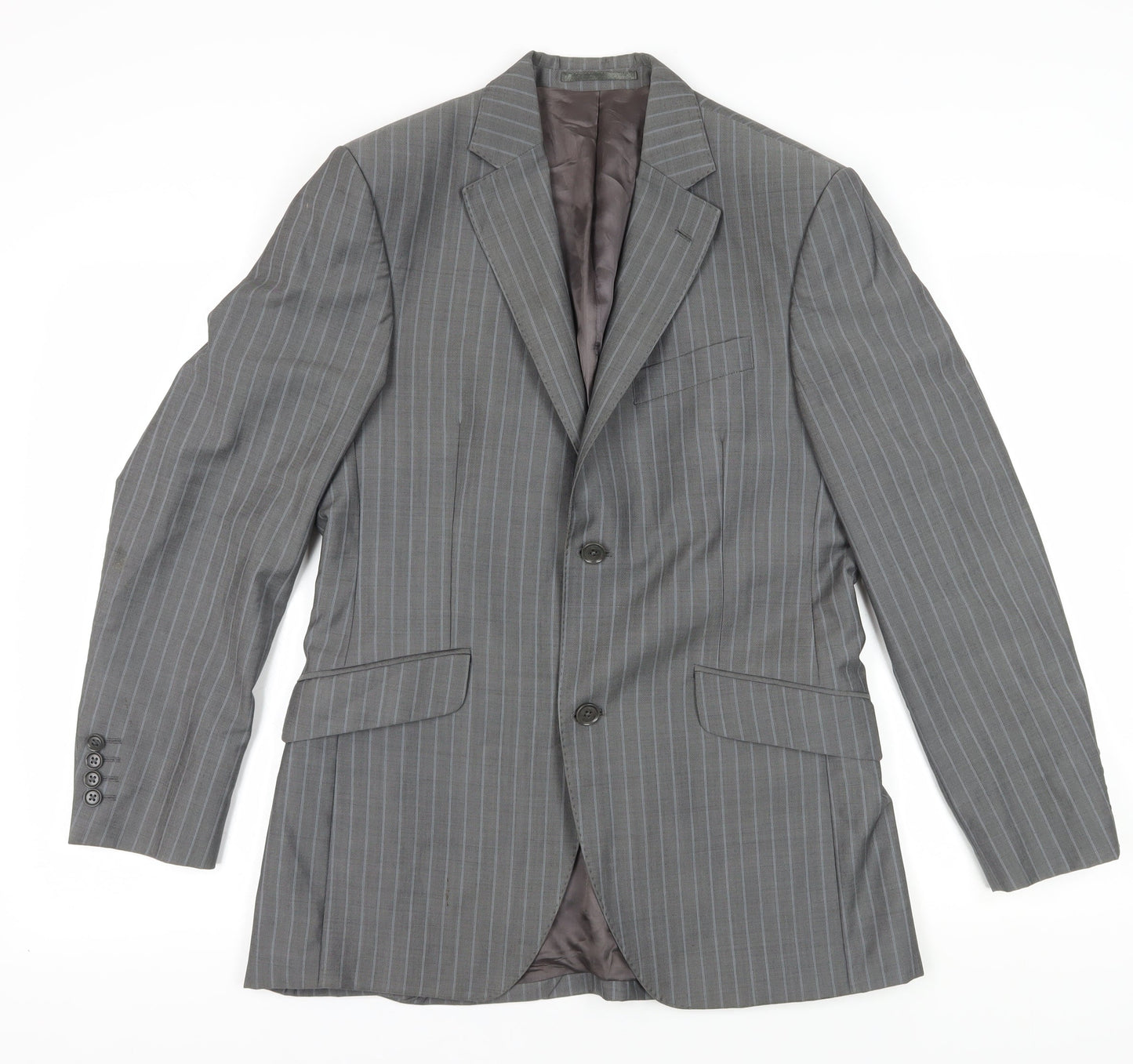 Austin Reed Men's Grey Wool Striped Suit Jacket 38R