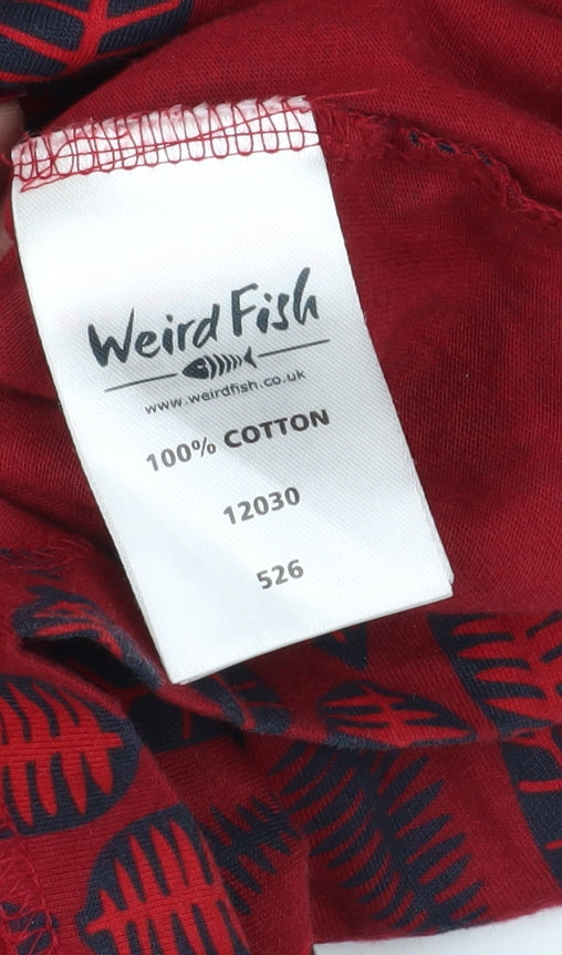 Weird Fish Women's Red Geometric Boat Neck Dress
