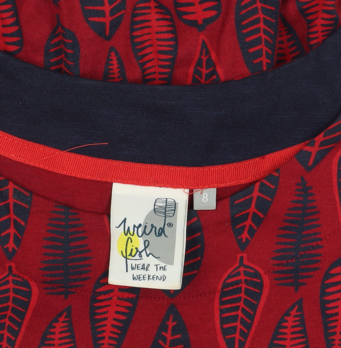 Weird Fish Women's Red Geometric Boat Neck Dress