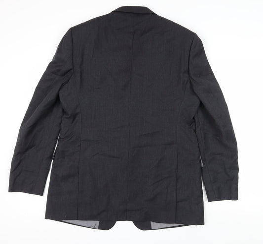 Odermark Men's Black Wool Blazer, Size 44, Regular Fit