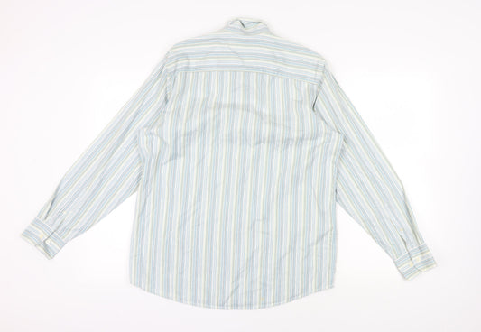 Calvin Klein Men's Blue Striped Button-Up Shirt M