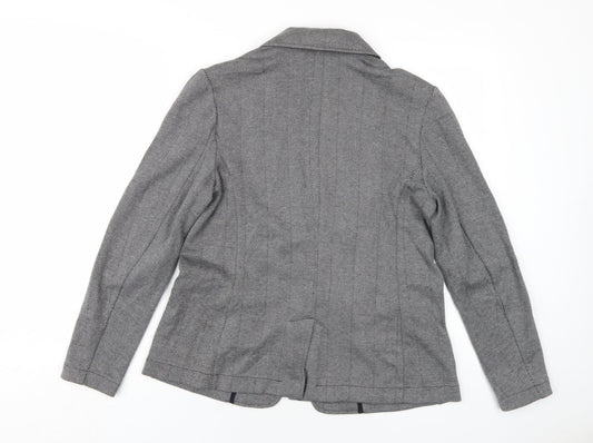Lands' End Womens Grey Herringbone Jacket Blazer Size S Button