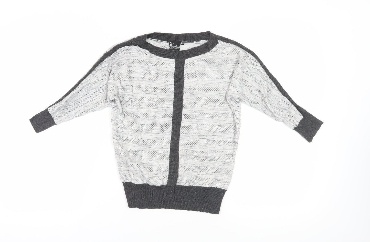 Firetrap Women's Grey Open-Knit Cardigan XS Casual