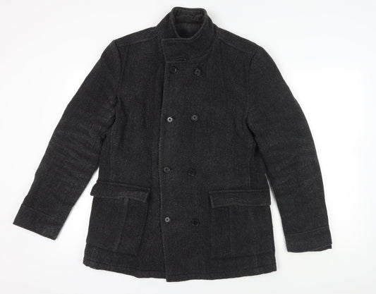 Austin Reed Men's Black Wool Pea Coat - Medium