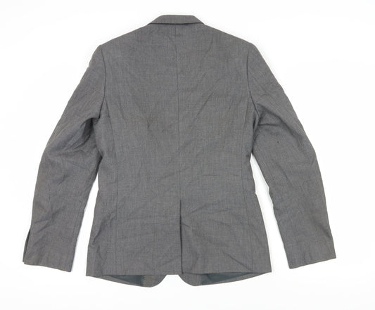 Moss London Men's Grey Blazer, Size 38, Long Fit