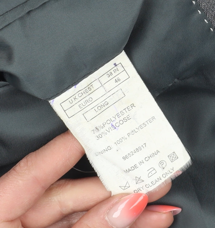 Moss London Men's Grey Blazer, Size 38, Long Fit