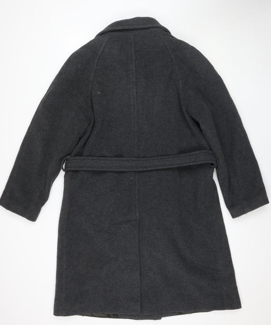 Anne Weyburn Women's Black Belted Overcoat UK 12