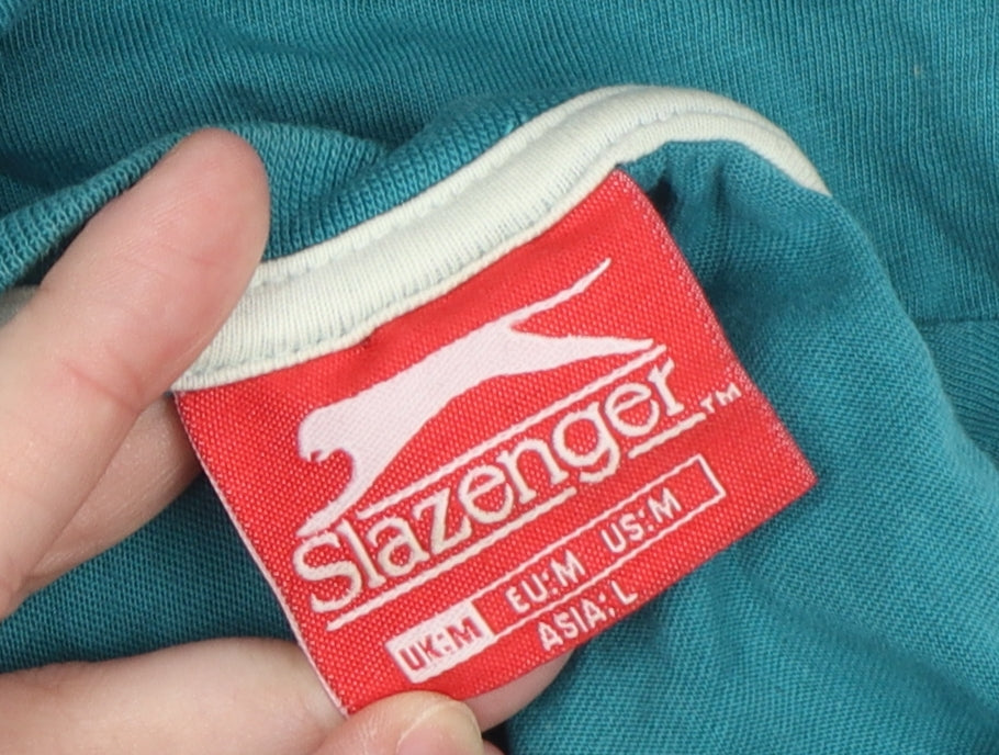 Slazenger Men's Green V-Neck T-Shirt Medium
