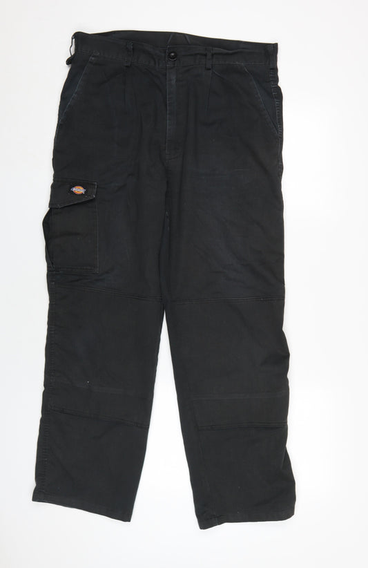 Dickies Men's Black Cargo Trousers Size 34S