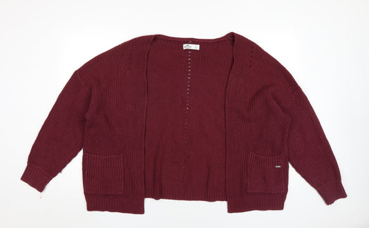 Hollister Women's Red Cardigan, Size L, Knit, Excellent