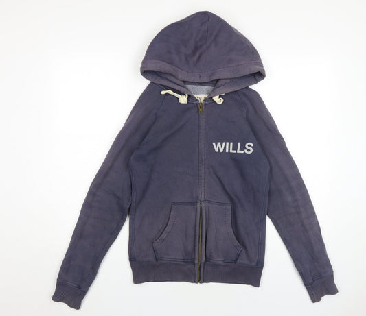 Womens UK 8 Regular Jack Wills Blue Full Zip Hoodie