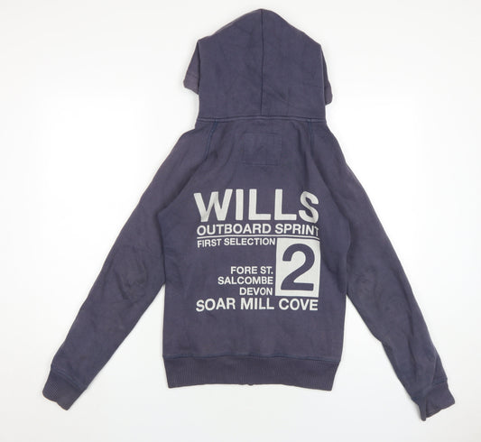 Jack Wills Women's Blue Full Zip Hoodie Size 8