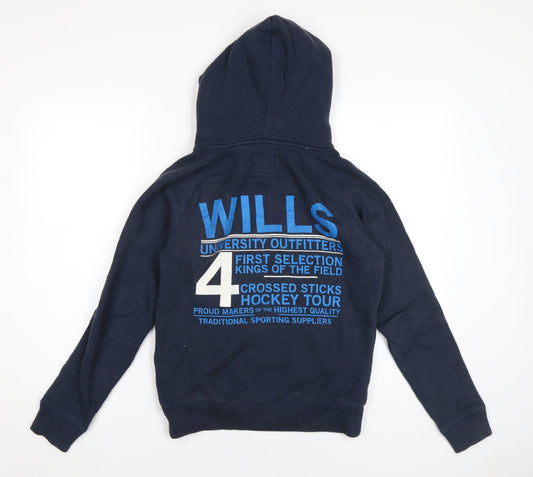 Jack Wills Women's Blue Hoodie UK 8, Logo Graphic Print