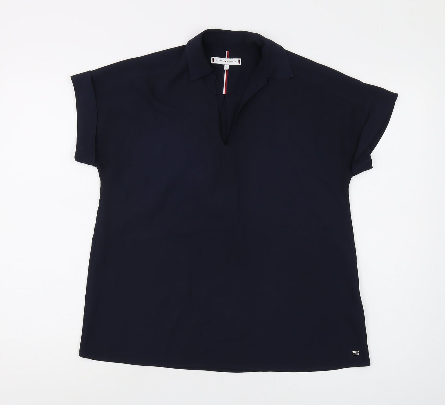 Tommy Hilfiger Women's Blue Collared Blouse Size 2
