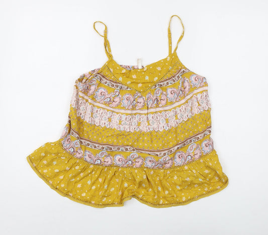 Superdry Women's Yellow Camisole Blouse UK 10 Paisley