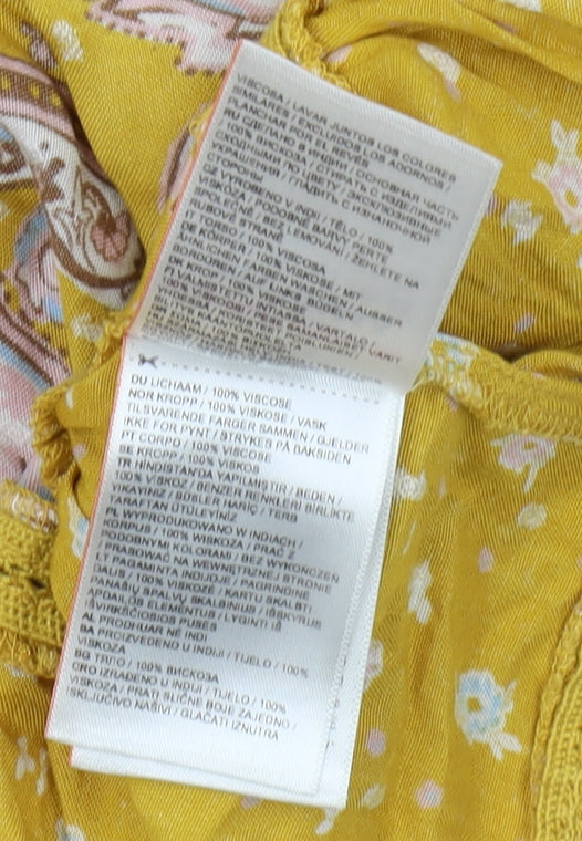 Superdry Women's Yellow Camisole Blouse UK 10 Paisley