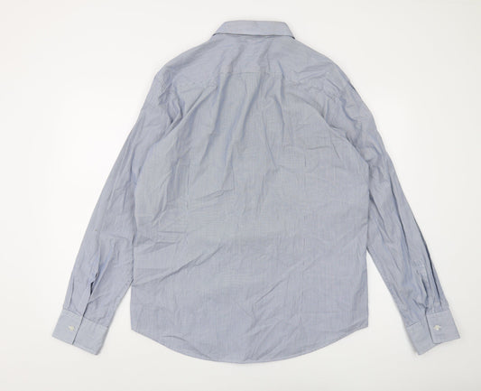 Hugo Boss Men's Blue XL Slim Fit Striped Shirt