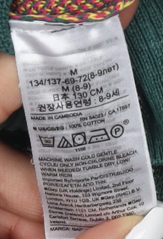 GAP Kids Girls Green Floral Pullover Jumper M Cotton