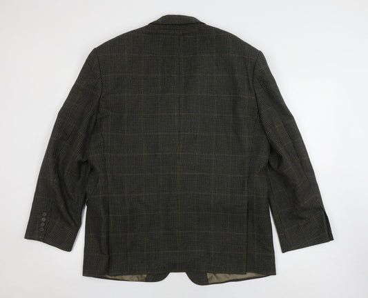 Marks and Spencer Men's Green Wool Check Blazer, Size Short