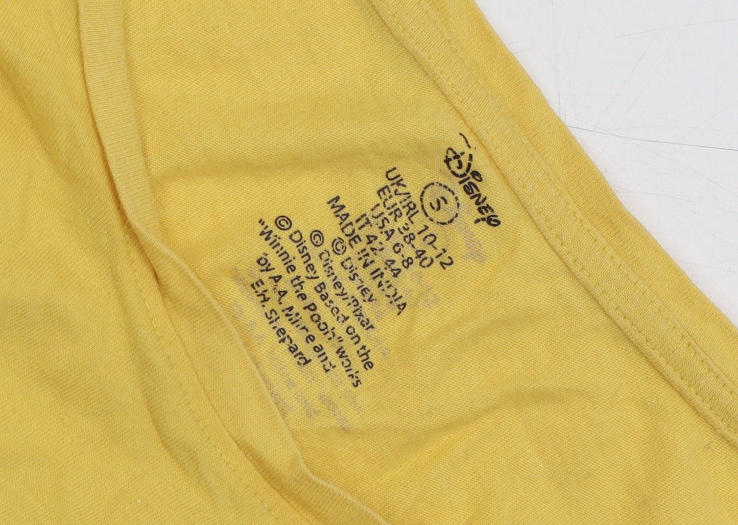 Disney Women's Yellow Graphic T-Shirt, Size 10-12