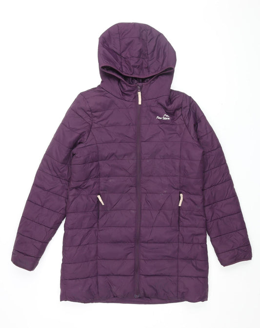 Peter Storm Women's Purple Puffer Jacket, Size 4, Hooded