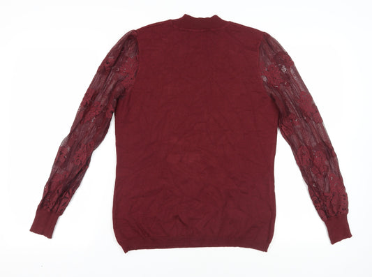 Laura Ashley Women's Red Mock Neck Pullover Jumper