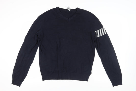 Emporio Armani Men’s Blue XL Pullover V-Neck Jumper