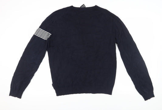 Emporio Armani Men’s Blue XL Pullover V-Neck Jumper