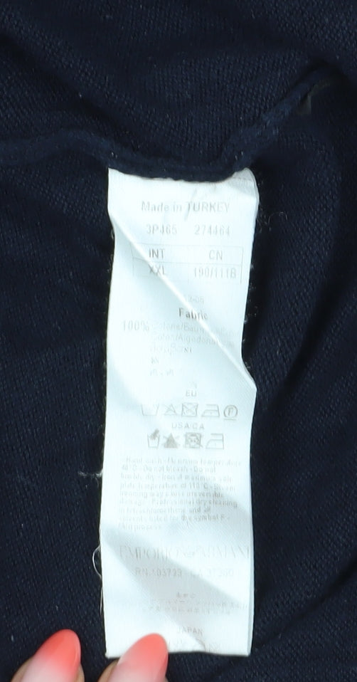 Emporio Armani Men’s Blue XL Pullover V-Neck Jumper