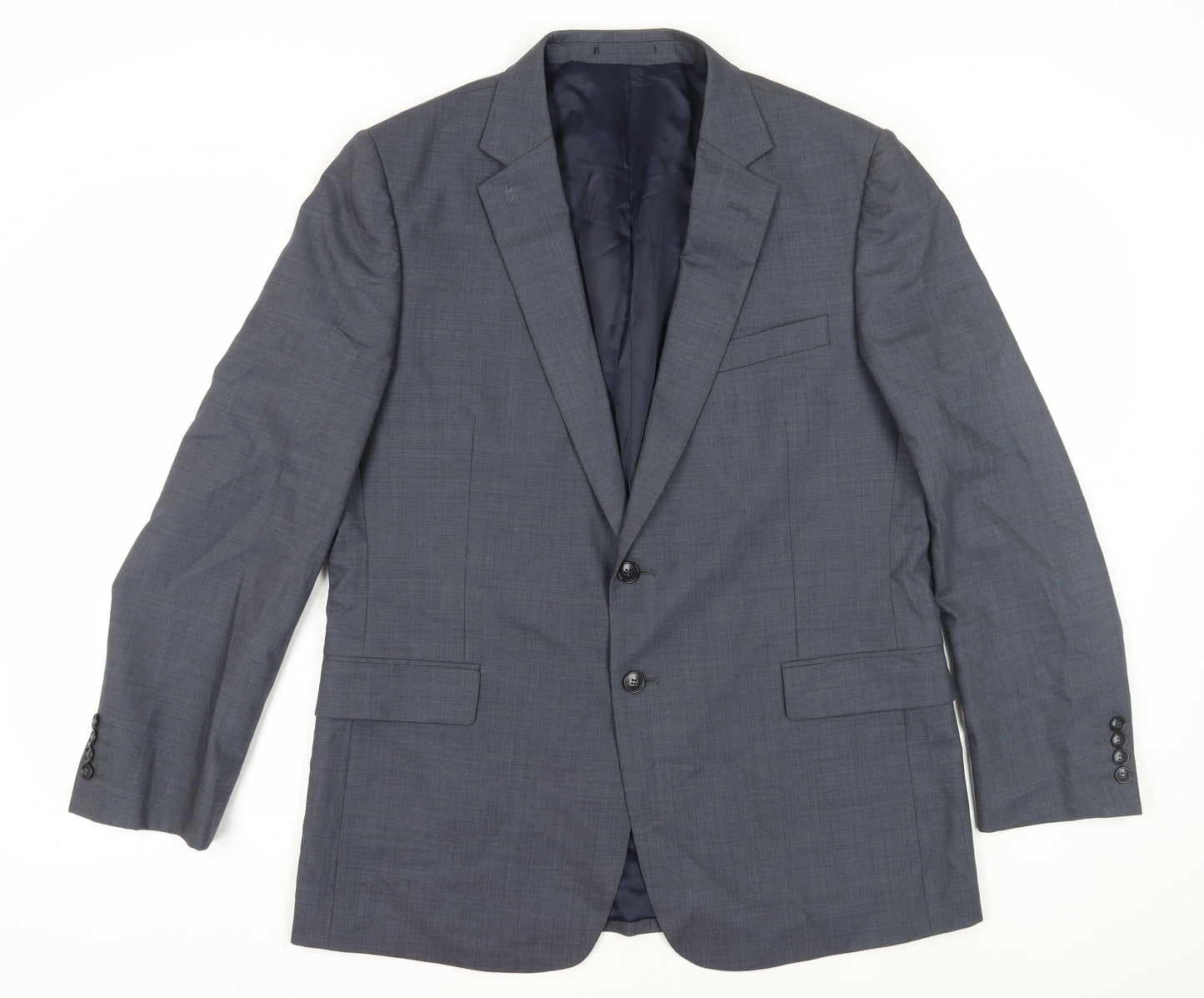 Jaeger Men's Grey Check Wool Blazer, Size 44R