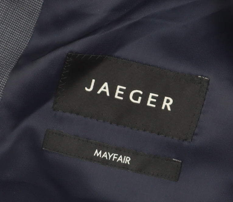 Jaeger Men's Grey Check Wool Blazer, Size 44R