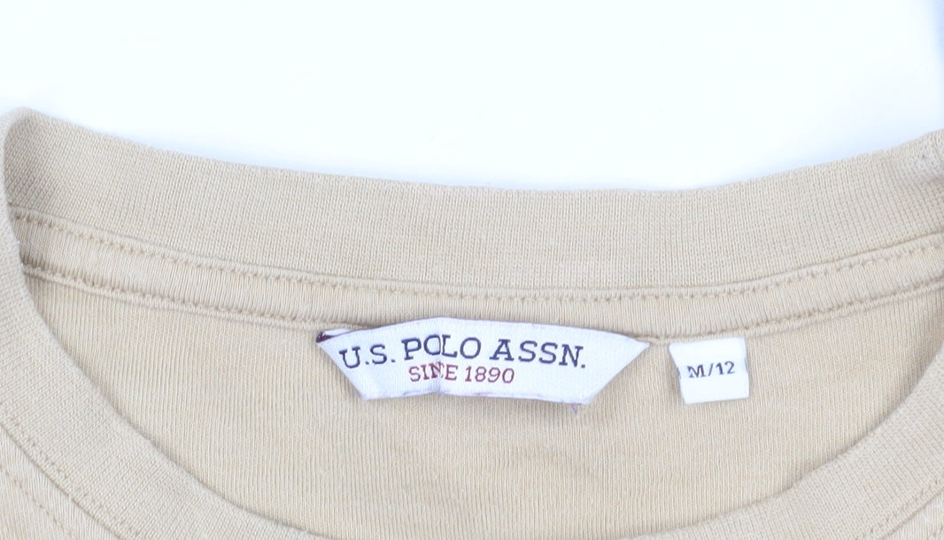 U.S. Polo Assn. Unisex Beige Striped Long Sleeve T-Shirt