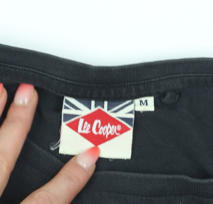 Brand and care label for Lee Cooper Men's Black Cotton T-Shirt, size M