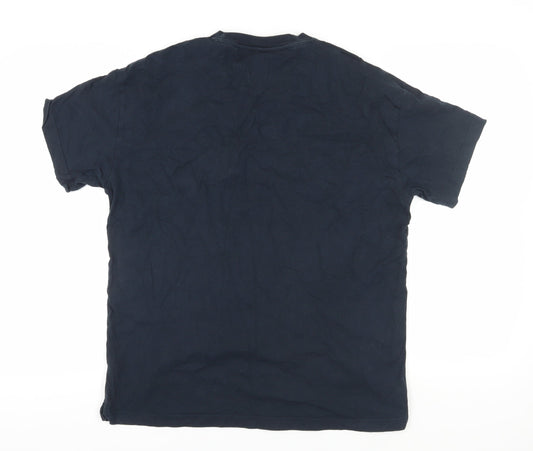 Farah Men's Black Cotton T-Shirt, Size L, Logo Accent